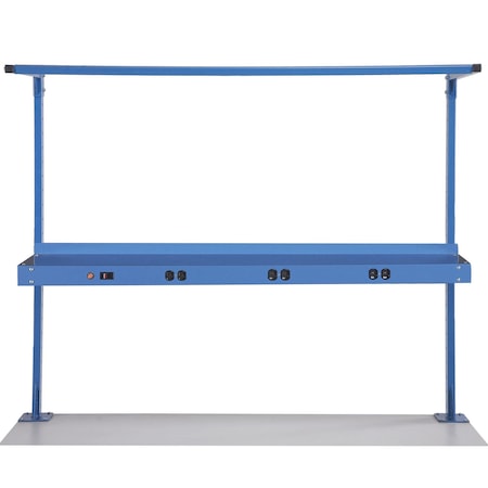 Global Industrial Steel Shelf W/ 6 Single Outlets, 96inW x 12inD, Blue 249297ABL